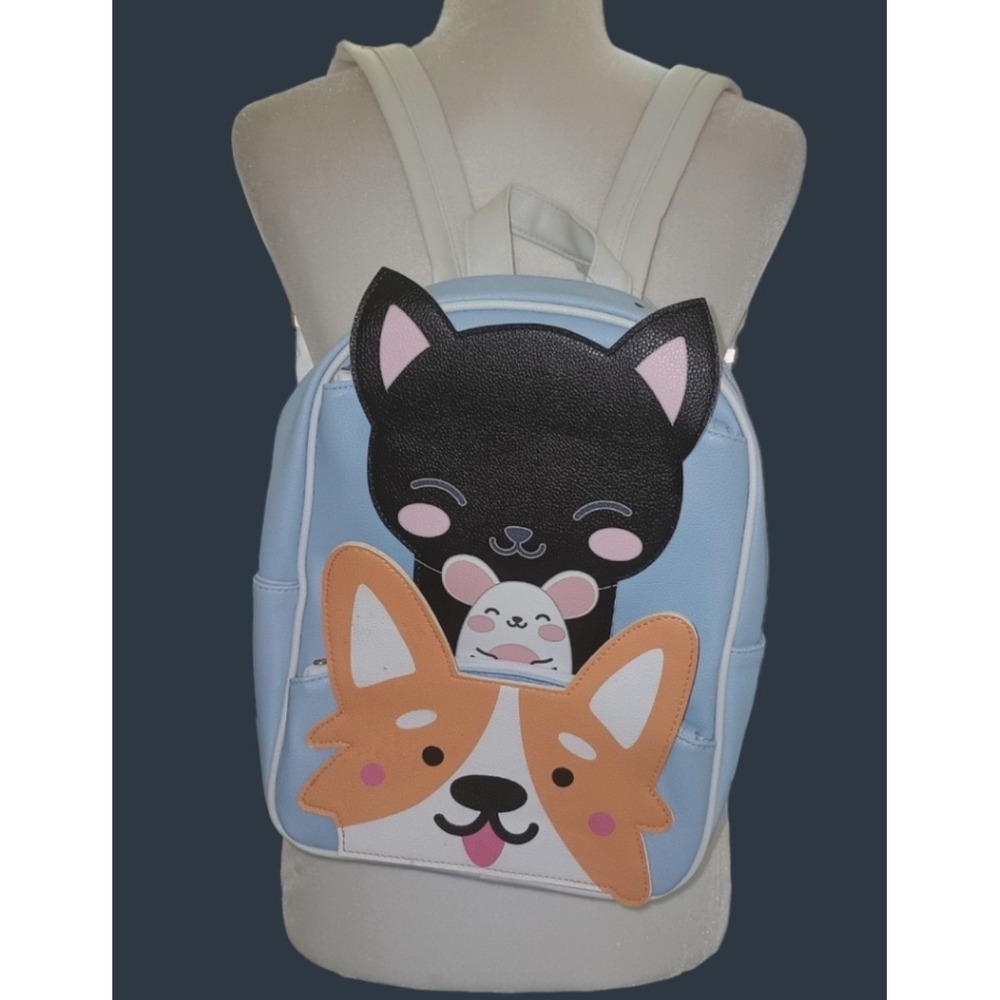 Furever Friends Cat Dog‎ Mouse Mini Backpack Blue Novelty Kawaii Adorable New